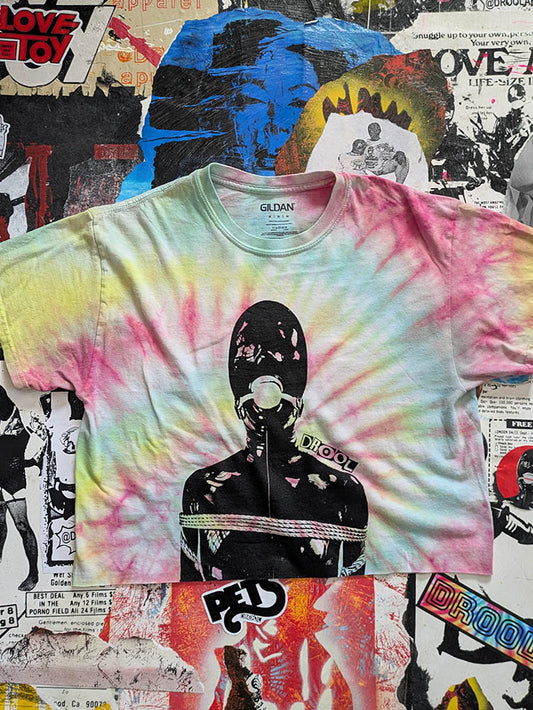 FOMO Collection Tie-Dye Manifesto Raw Cut Crop Top - M - 9825