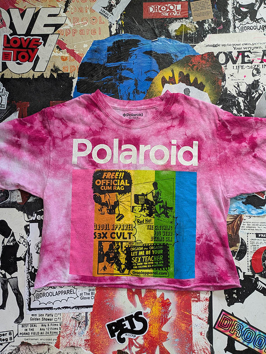 FOMO Collection Tie-Dye Manifesto Raw Cut Crop Top - M - 9828