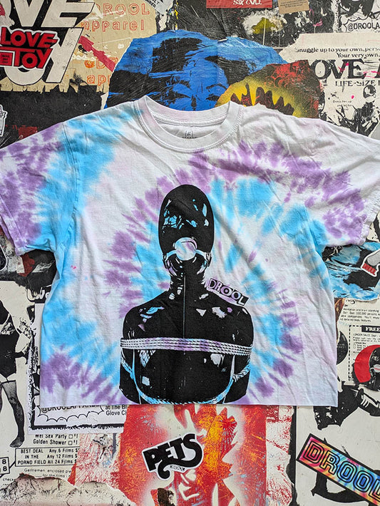 FOMO Collection Tie-Dye Manifesto Raw Cut Crop Top - M - 9829
