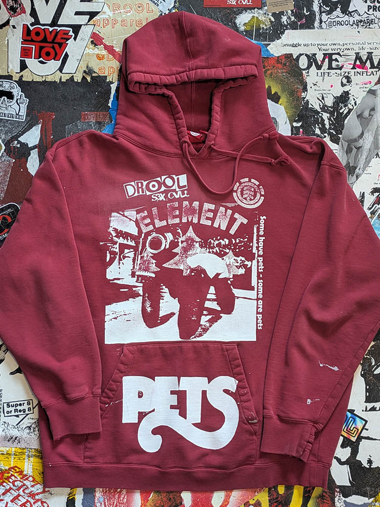 FOMO Collection DISTRESSED Collage Element Pets Hoodie - L - 9913