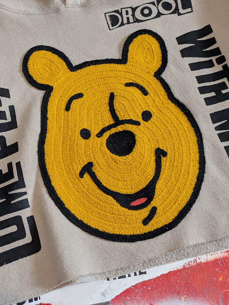 FOMO Collection Winnie The Pooh Come Play With Me  Raw Cut Crop Top Hoodie  - L - 10140