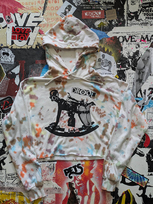 FOMO Collection Rubber Pony Raw Cut Crop Top Hoodie - XS - 10434