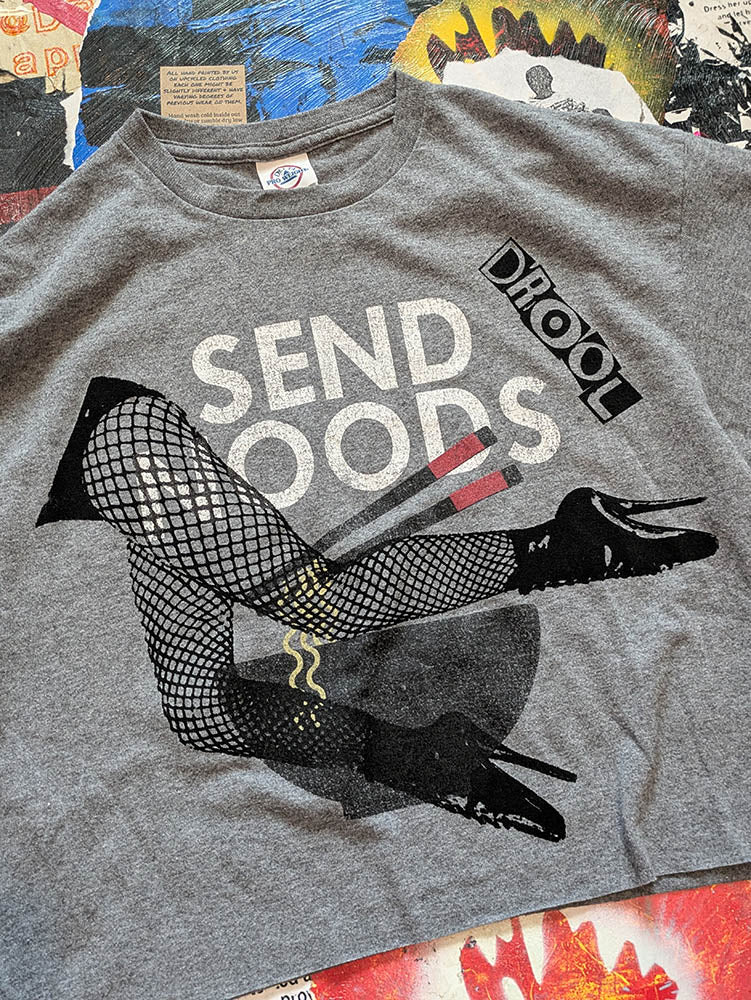 FOMO Collection Send Noods Legs Raw Cut Crop Top  - M - 10518