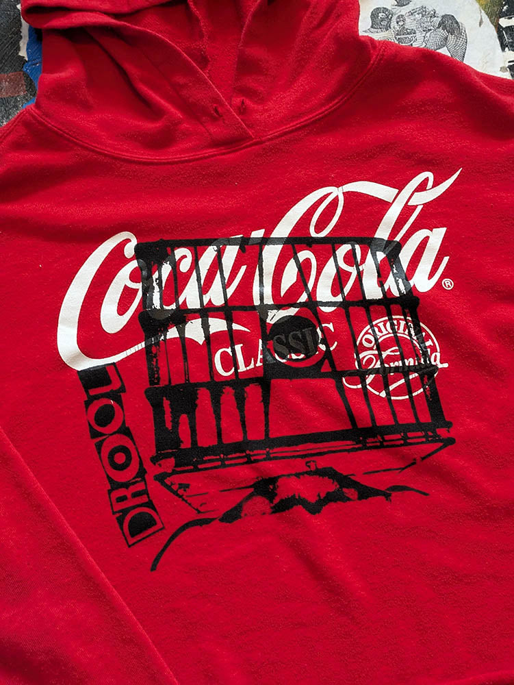 FOMO Collection Coca Cola Glory Box Raw Cut Crop Top Hoodie  - M - 10513