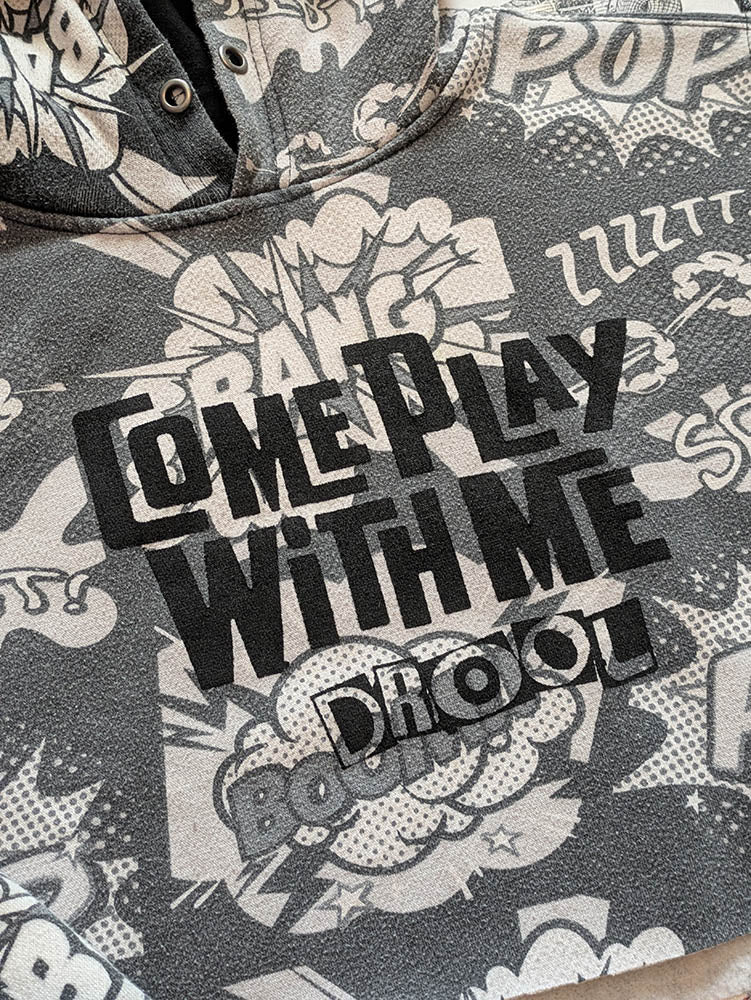 FOMO Collection Come Play With Me Raw Cut Crop Top Hoodie  - M - 10512
