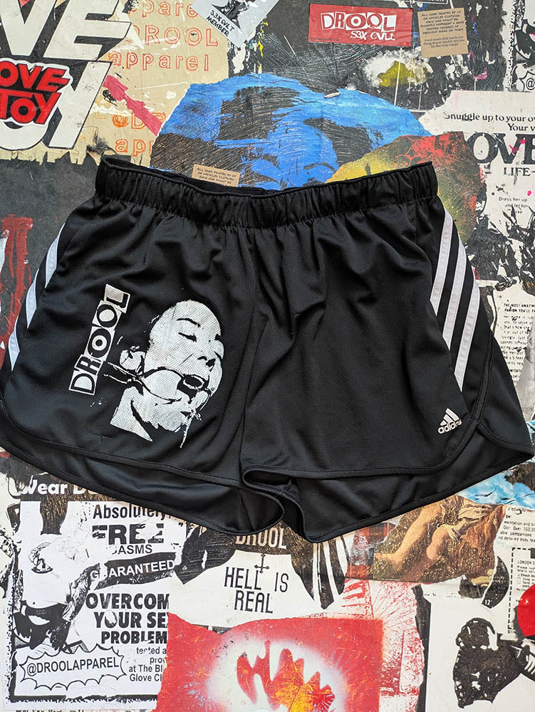 FOMO Collection DISTRESSED Adidas Origin Story Shorts  - L(Waist = 30" - Inseam = 2" - Length = 12") - 10628