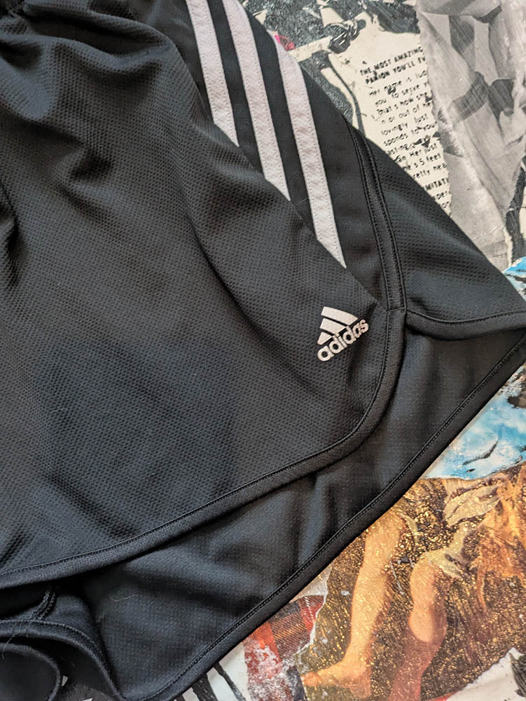FOMO Collection DISTRESSED Adidas Origin Story Shorts  - L(Waist = 30" - Inseam = 2" - Length = 12") - 10628