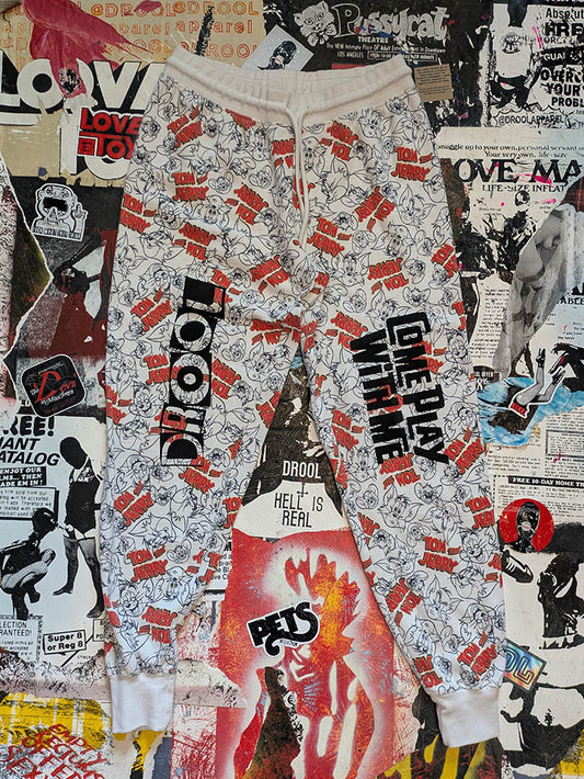 FOMO Collection Tom & Jerry Come Play With Me Joggers  - M(Waist = 28" - Inseam = 27" Length = 36") - 10737