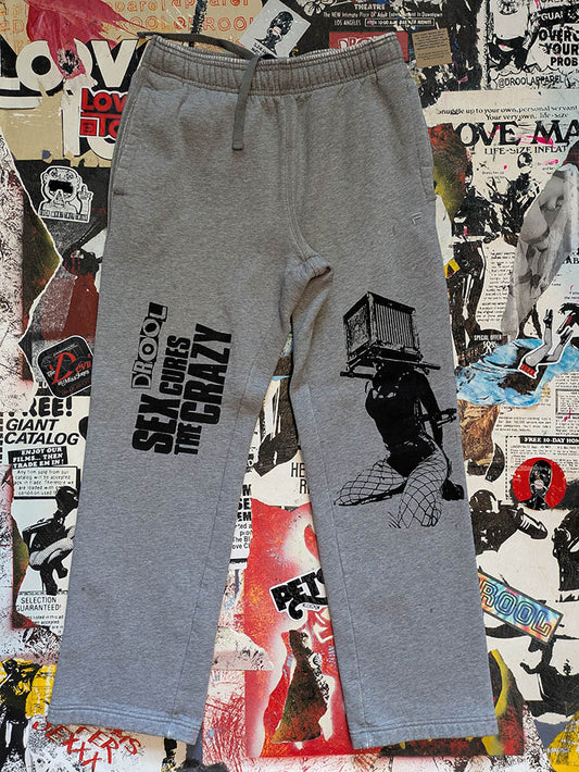 FOMO Collection Fila Box Head / Sex Cures The Crazy Sweatpants  - S(Waist = 30" - Inseam = 28" Length = 38") - 10736