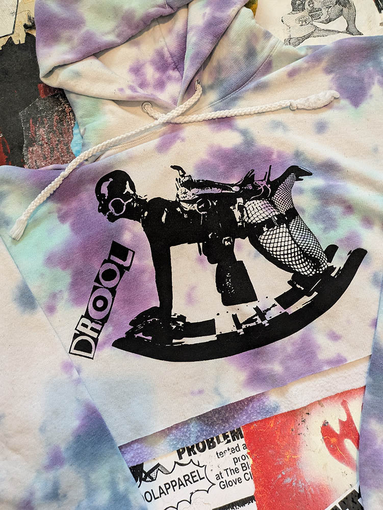 FOMO Collection Rubber Pony Raw Cut Crop Top Hoodie  - M - 1079