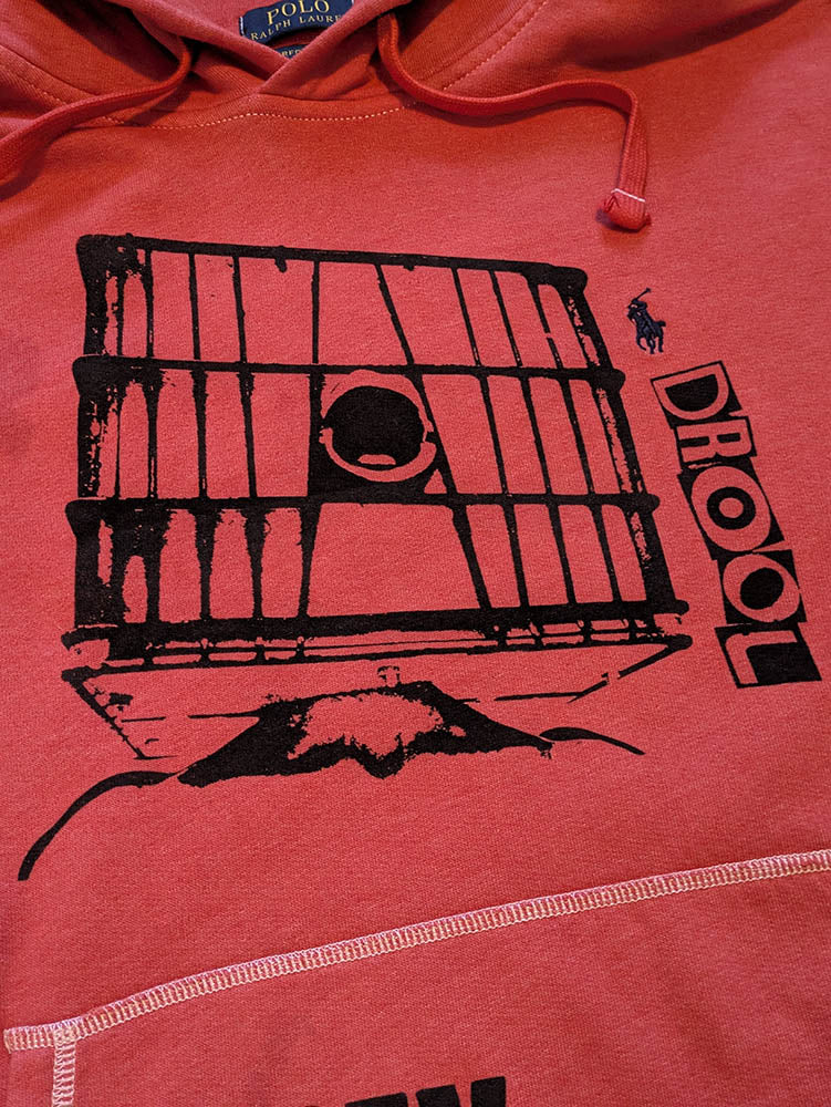 FOMO Collection DISTRESSED Ralph Lauren Collage Glory Box / s3x Cures The Crazy Hoodie  - L - 10820