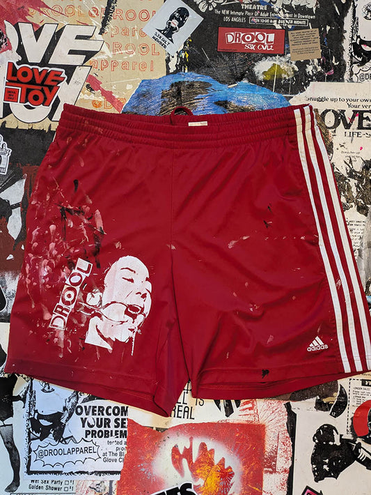 FOMO Collection DISTRESSED Adidas Origin Story Shorts  - M(Waist = 34", Inseam = 7.5", Length = 18") - 10822