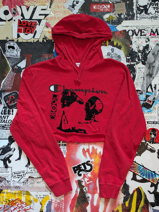 FOMO Collection Champion Hungry Raw Cut Crop Top Hoodie  - L - 10916