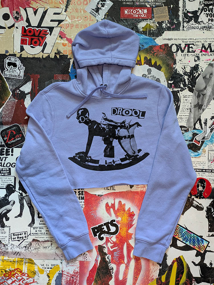 FOMO Collection Rubber Pony Raw Cut Crop Top Hoodie  - S - 10917