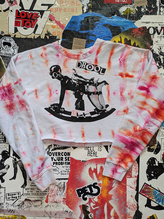 FOMO Collection Rubber Pony Raw Cut Crop Top Crewneck  - M - 10918
