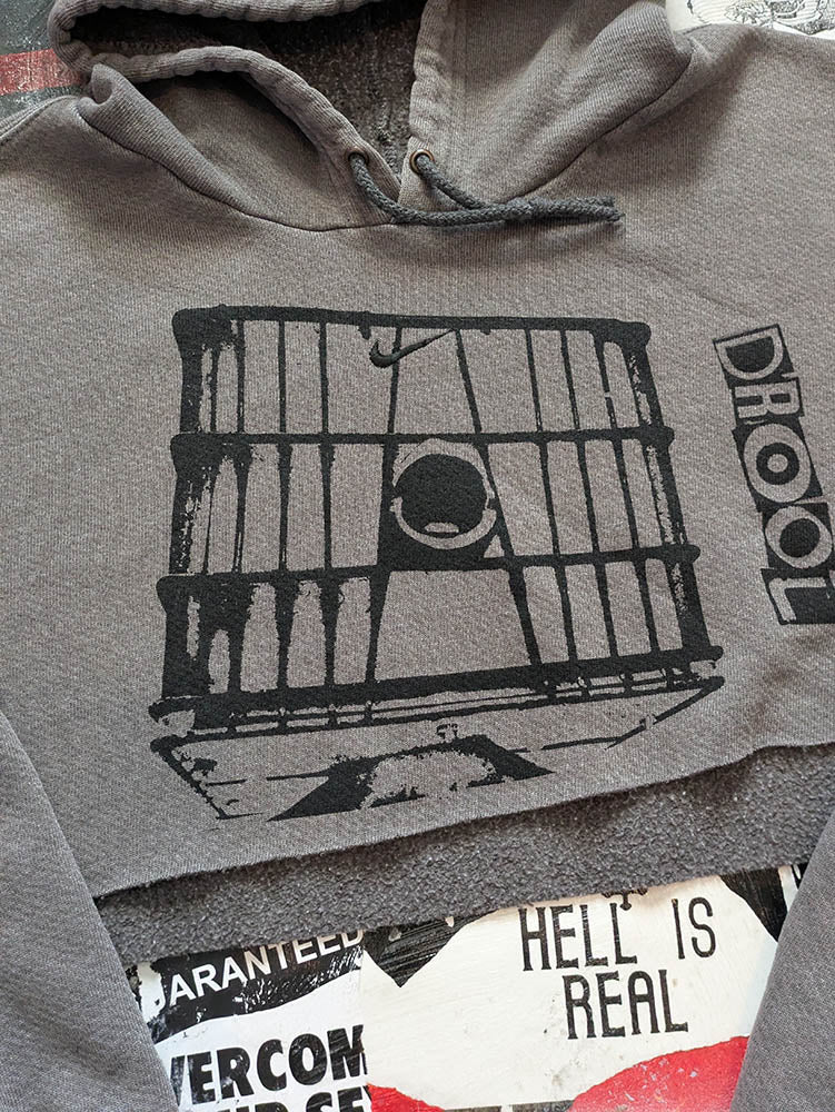 FOMO Collection DISTRESSED Nike Glory Box Raw Cut Crop Top Hoodie  - S - 10919