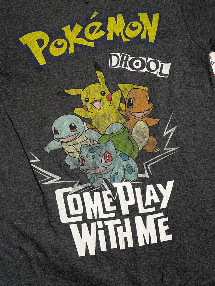 FOMO Collection DISTRESSED Pokemon Come Play With Me T-Shirt- XS - 1105