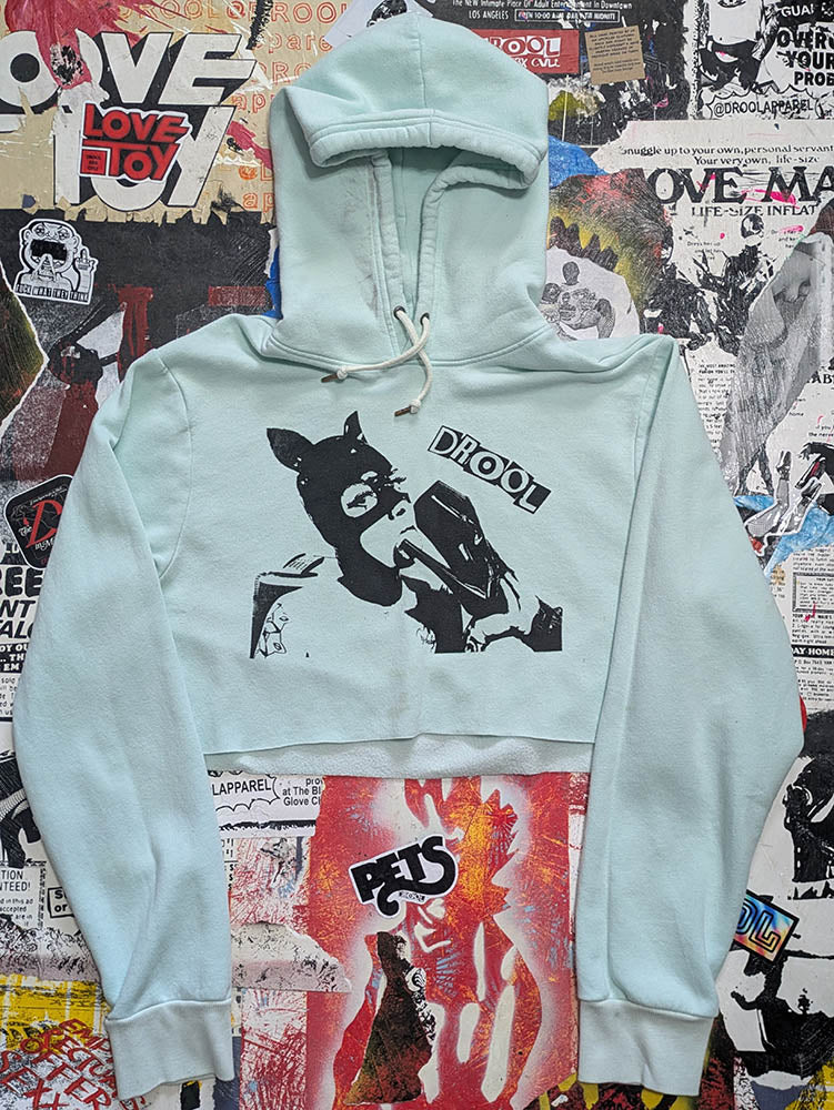 FOMO Collection - Distressed Vice Girls Raw Cut Crop Top Hoodie - XL - 11326