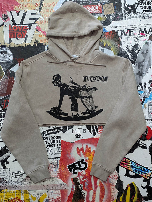 FOMO Collection - Rubber Pony Raw Cut Crop Top Hoodie - M - 11521