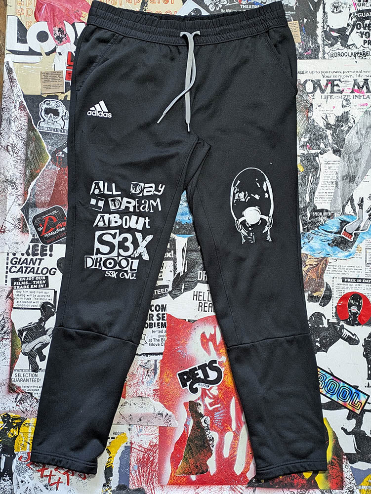 FOMO Collection - DISTRESSED A.D.I.D.A.S. Manifesto Joggers - L(Waist =36", Inseam = 30", Length = 40") - 11615
