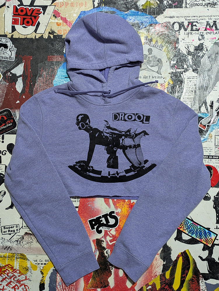 FOMO Collection - Rubber Pony Raw Cut Crop Top Hoodie - L - 11720
