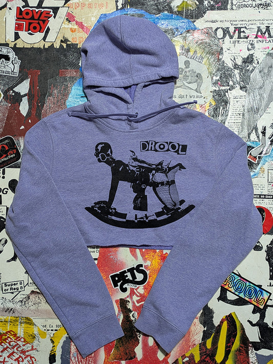 FOMO Collection - Rubber Pony Raw Cut Crop Top Hoodie - L - 11720
