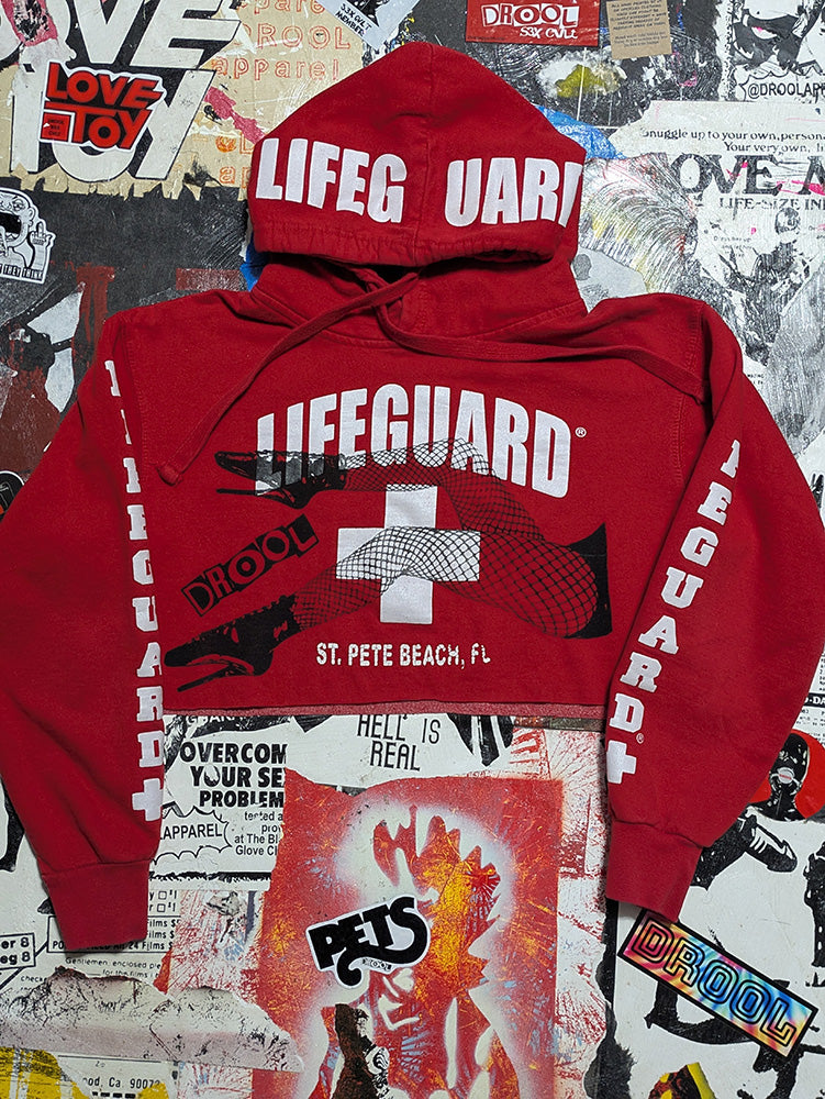FOMO Collection - Lifeguard Legs Raw Cut Crop Top Hoodie - S - 11721