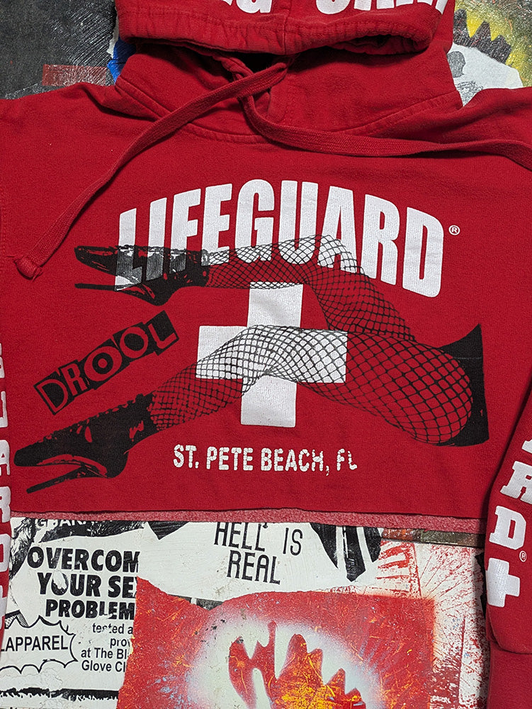FOMO Collection - Lifeguard Legs Raw Cut Crop Top Hoodie - S - 11721