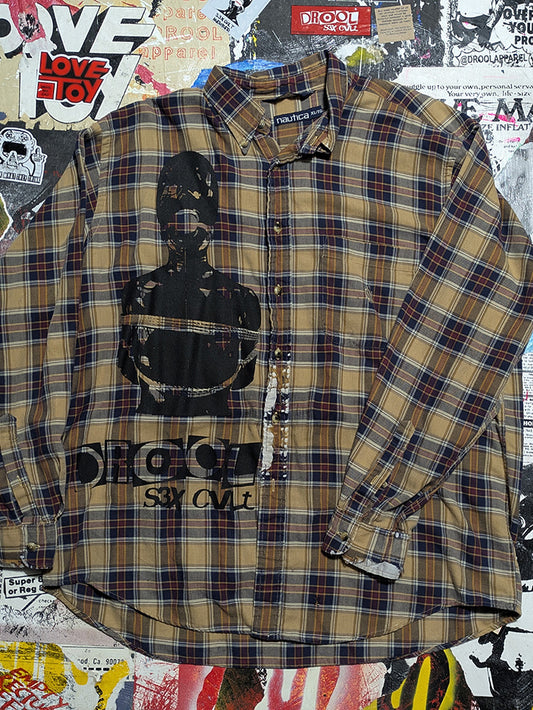 FOMO Collection - DISTRESSED Manifesto Button Up Long Sleeve - XL - 11722