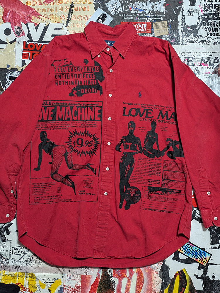 FOMO Collection - Collage Ralph Lauren Love Maid / Love Machine Long Sleeve Button Up - L - 11723