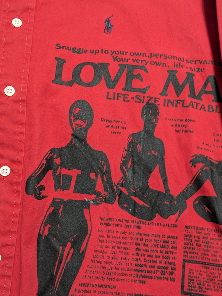 FOMO Collection - Collage Ralph Lauren Love Maid / Love Machine Long Sleeve Button Up - L - 11723