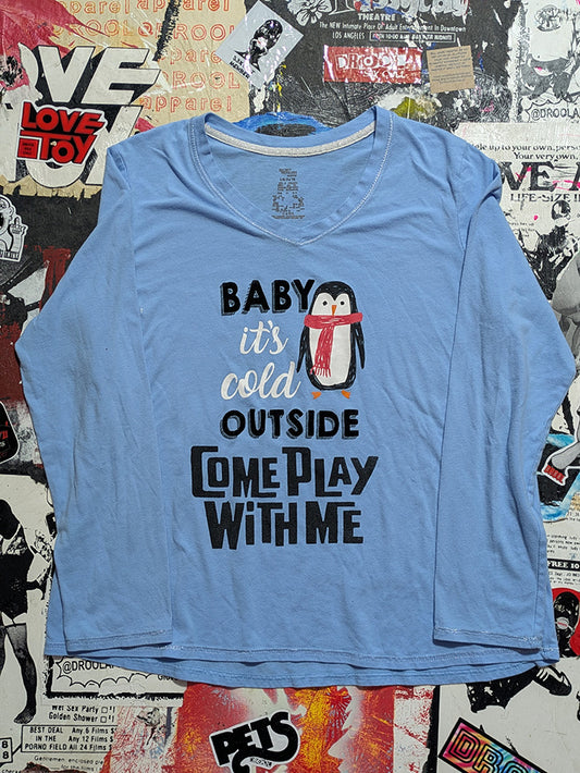 FOMO Collection - Baby It's Cold Outside Play With Me Long Sleeve T-Shirt - L - 1188