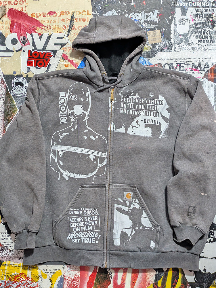 FOMO Collection - DISTRESSED Collage Carhartt Manifesto / Graffiti Doll Zip Up Hoodie(Heavyweight) - 2XL - 11839