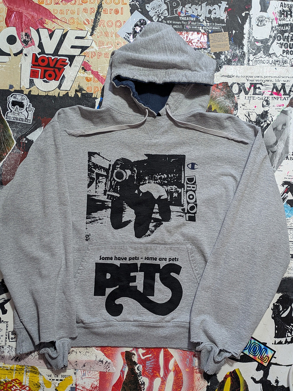 FOMO Collection - DISTRESSED Collage Champion Pets Hoodie - L - 11919