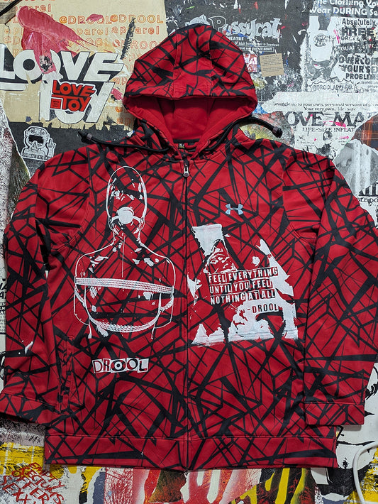 FOMO Collection - DISTRESSED Collage Manifesto / Feel Everything Zip Up Hoodie - XL - 11923