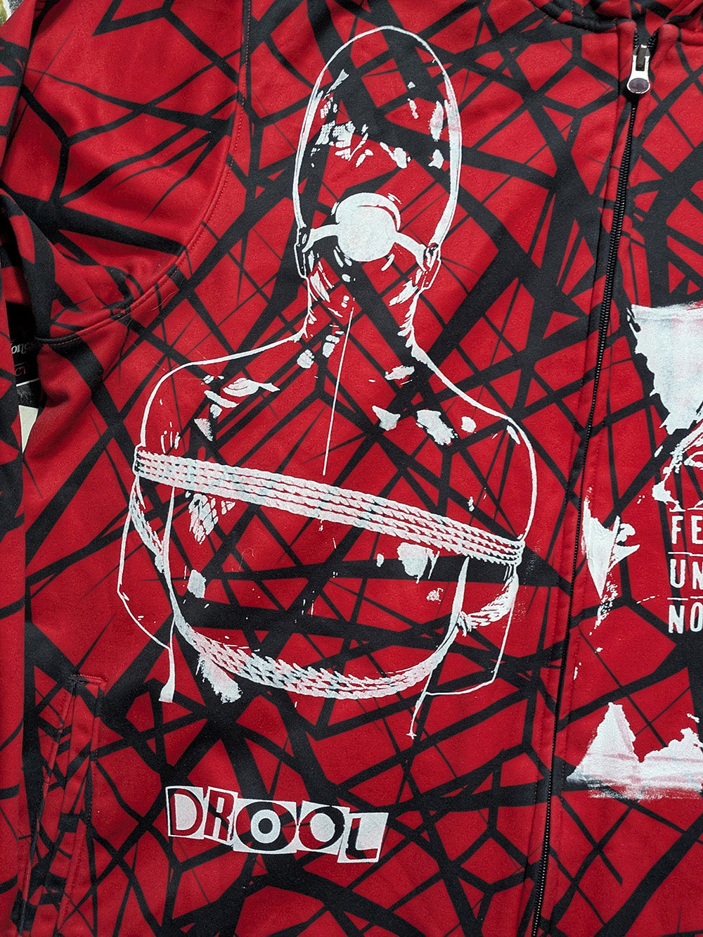 FOMO Collection - DISTRESSED Collage Manifesto / Feel Everything Zip Up Hoodie - XL - 11923