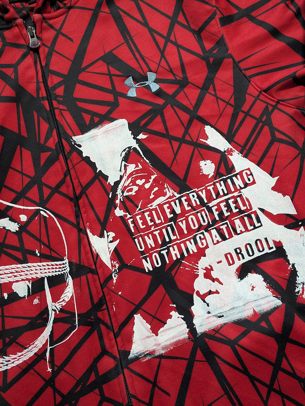 FOMO Collection - DISTRESSED Collage Manifesto / Feel Everything Zip Up Hoodie - XL - 11923