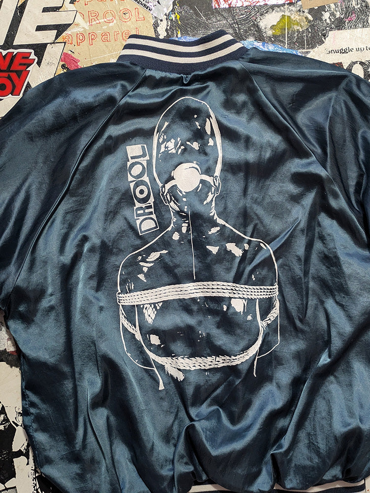 FOMO Collection - Collage Lube Stop Vintage Made in USA Manifesto Satin Jacket - Large - 11926