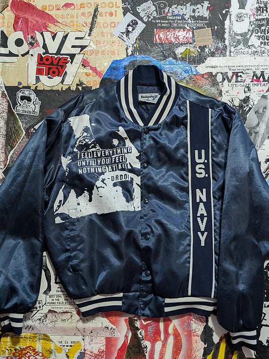 FOMO Collection - Collage US Navy Vintage Made in USA Origin Story Satin Jacket - XL - 11927