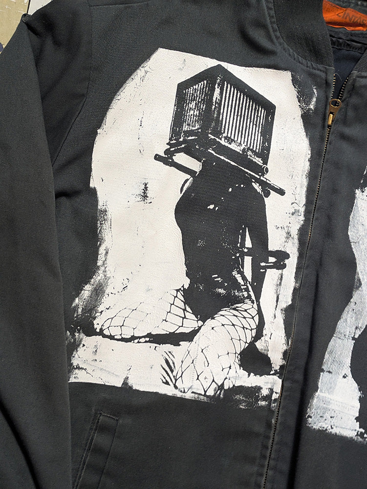 FOMO Collection - DISTRESSED Collage Box Head / Sunday Service Work Wear Jacket - 2XL - 11930