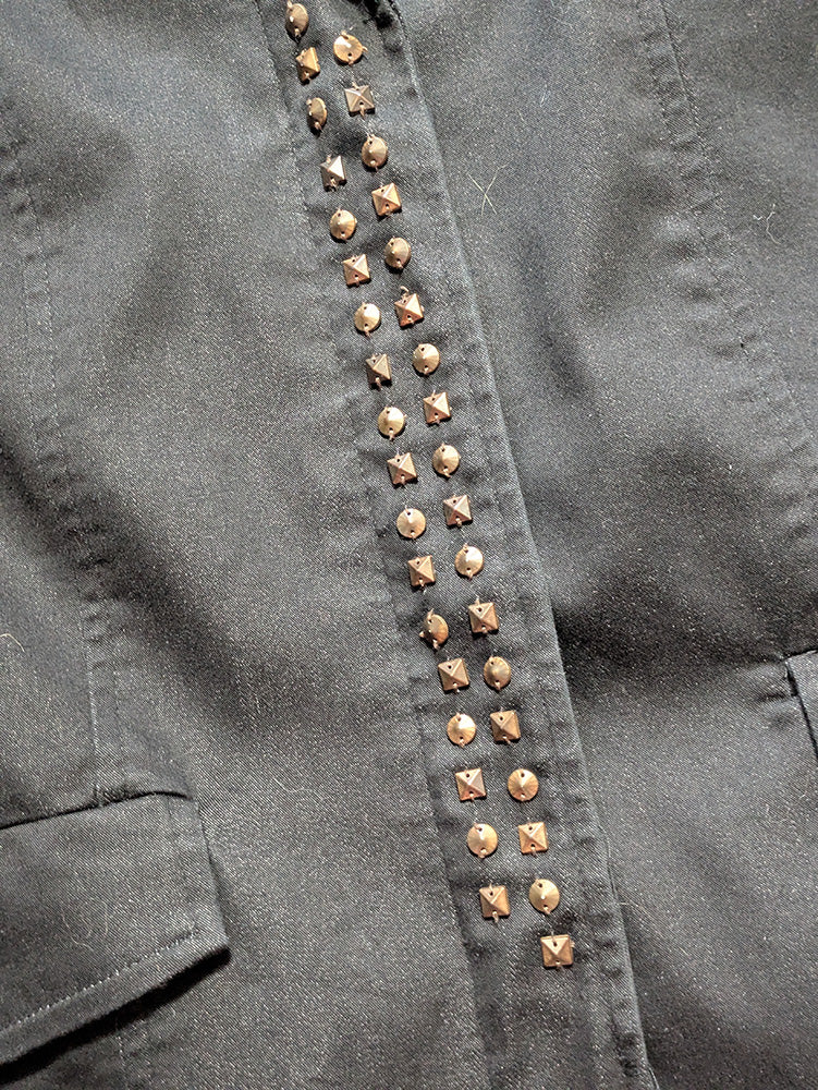 FOMO Collection - Collage Custom applied patch, hand studded hand painted Jacket - M - 11932