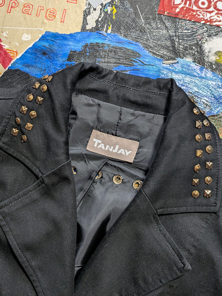 FOMO Collection - Collage Custom applied patch, hand studded hand painted Jacket - M - 11932