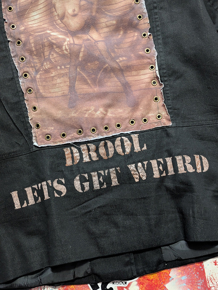 FOMO Collection - Collage Custom applied patch, hand studded hand painted Jacket - M - 11932