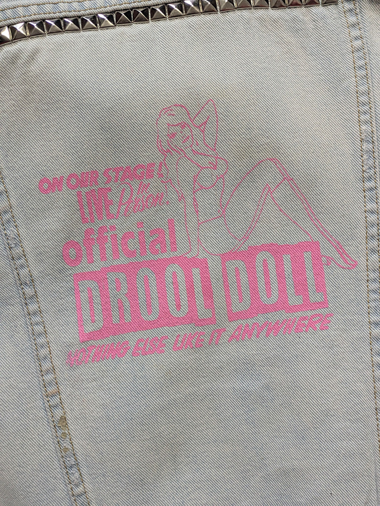 FOMO Collection - Gap Drool buttons, hand studded / Drool Doll lined Denim Vest - M - 11935