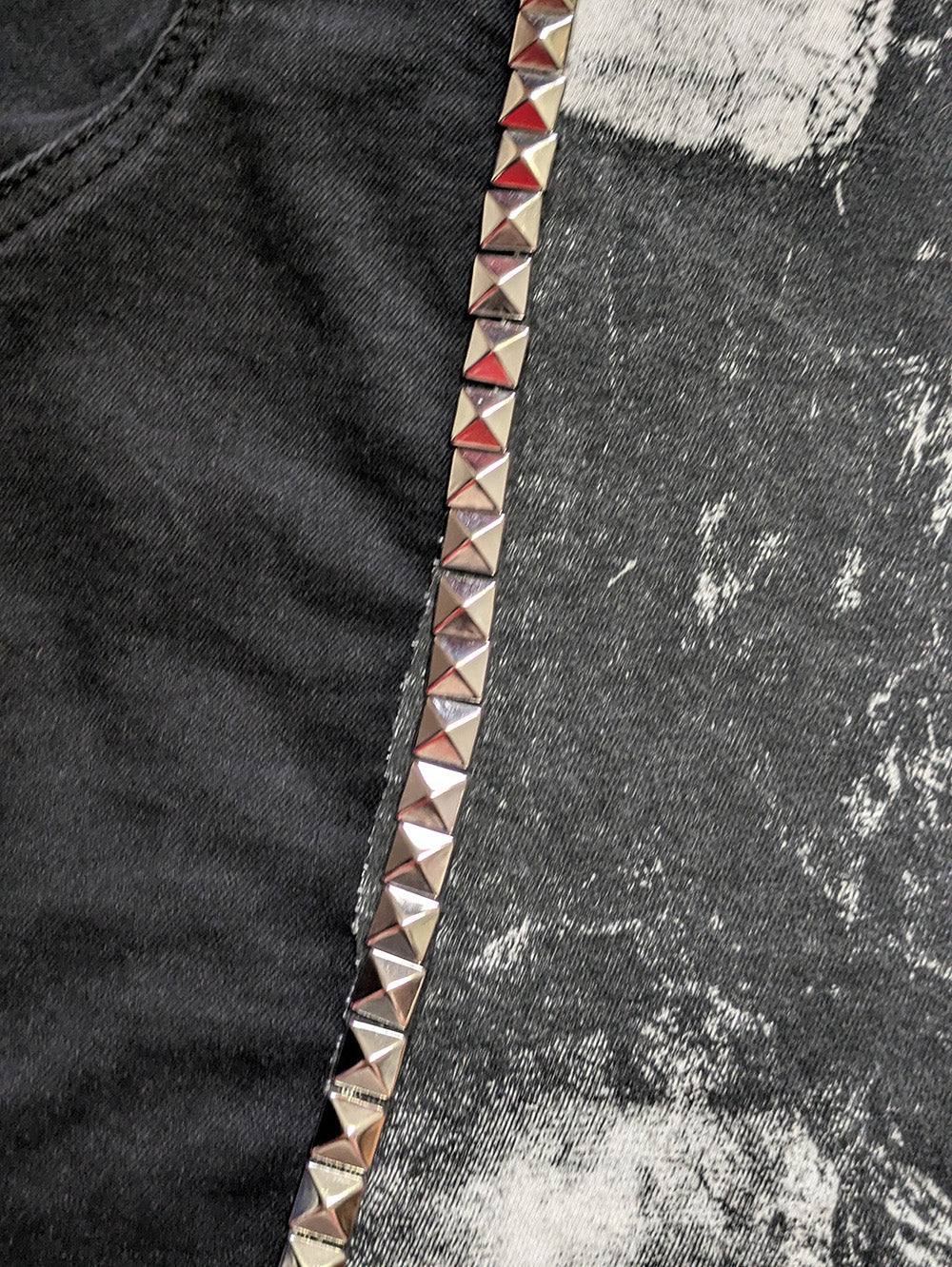 FOMO Collection - Collage Mudd Vice Girls / Face hand studded, hand stitched Denim Jacket - XL - 11936