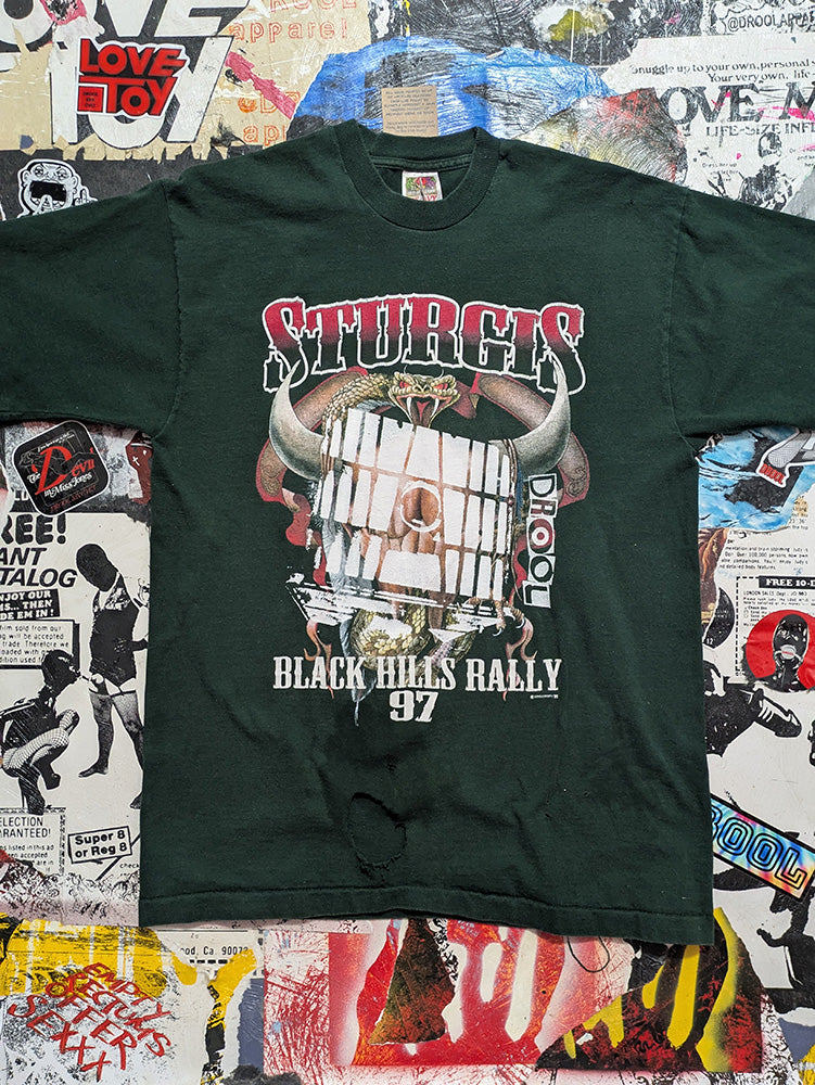 FOMO Collection - DISTRESSED Vintage 1997 Sturgis Glory Box T-Shirt - L - 1203