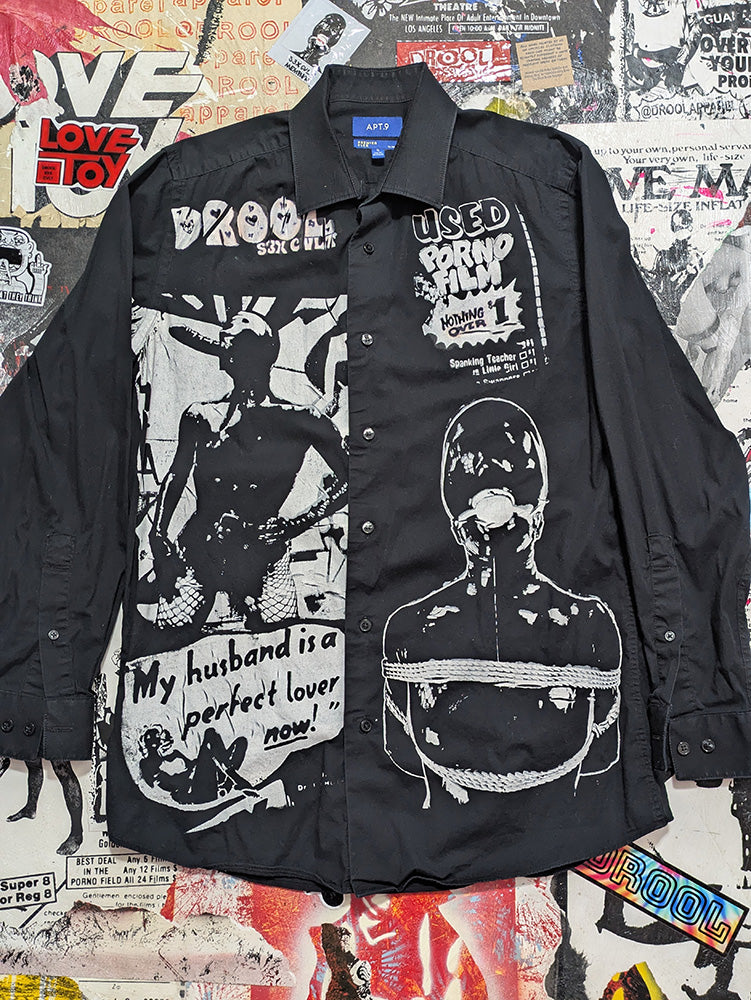 FOMO Collection - Collage Manifesto / Graffiti Long Sleeve Button Up - Slim Fit Medium - 1209