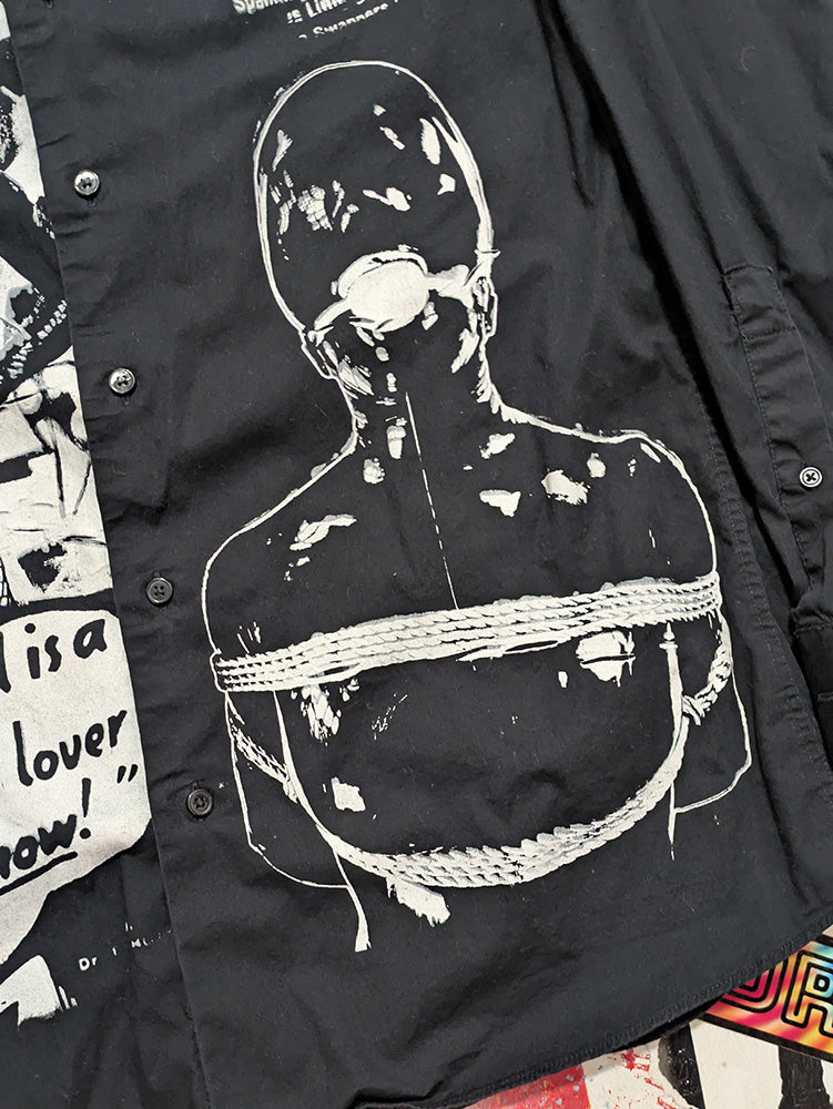 FOMO Collection - Collage Manifesto / Graffiti Long Sleeve Button Up - Slim Fit Medium - 1209