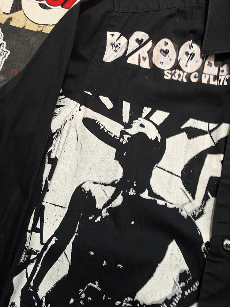 FOMO Collection - Collage Manifesto / Graffiti Long Sleeve Button Up - Slim Fit Medium - 1209