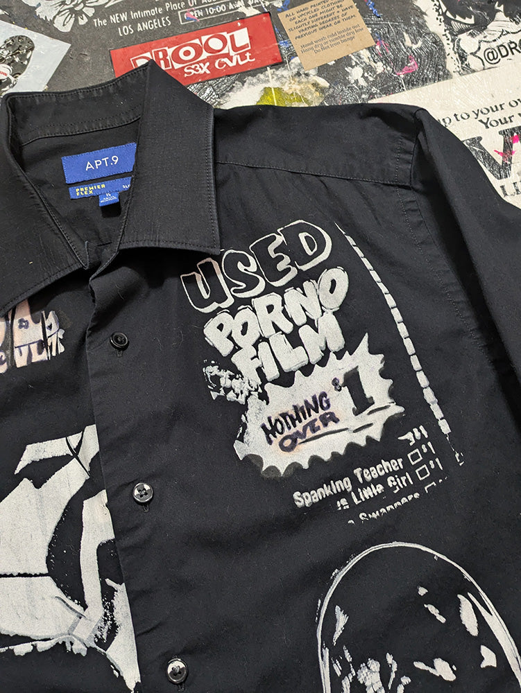FOMO Collection - Collage Manifesto / Graffiti Long Sleeve Button Up - Slim Fit Medium - 1209
